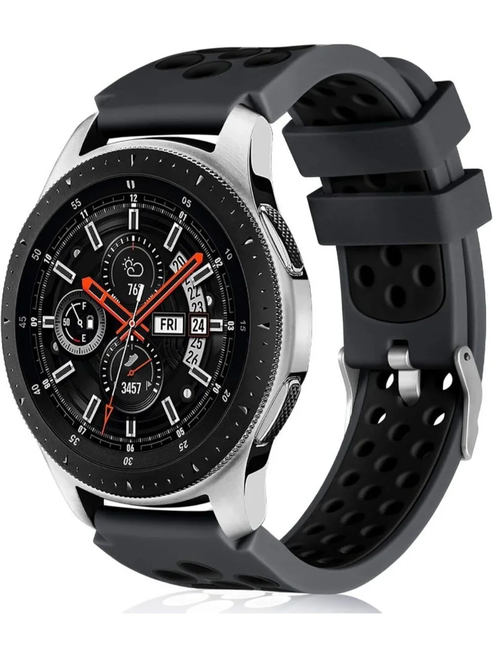 Unisex Black Analog Compatible Frontier Soft Silicone Strap Samsung Galaxy Watch